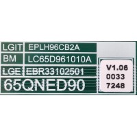 LED DRIVER PARA TV LG / NUEMERO DE PARTE EBR33102501 / 3PCR02978A / EPLH96CB2A / LC65D961010A / 65QNED90 / PANEL HC650MQB-ABDA1-2141 / MODELO 65QNED90UPA